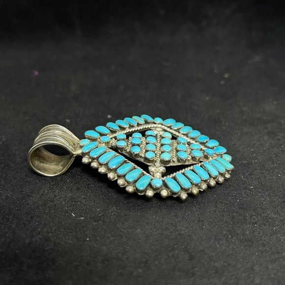 Zuni Turquoise Clusterwork and Snake Eye Pendant by Jennie Eustace (3704) - Picture 3 of 7
